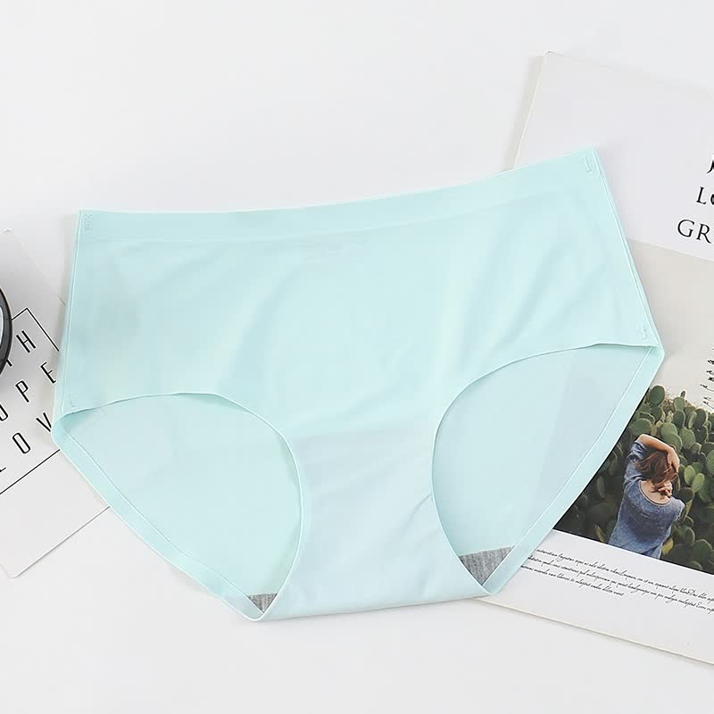 One-piece Ice Silk Without Trace Women&#39;s Large Mid-waist Sexy And Breathable Underwear
