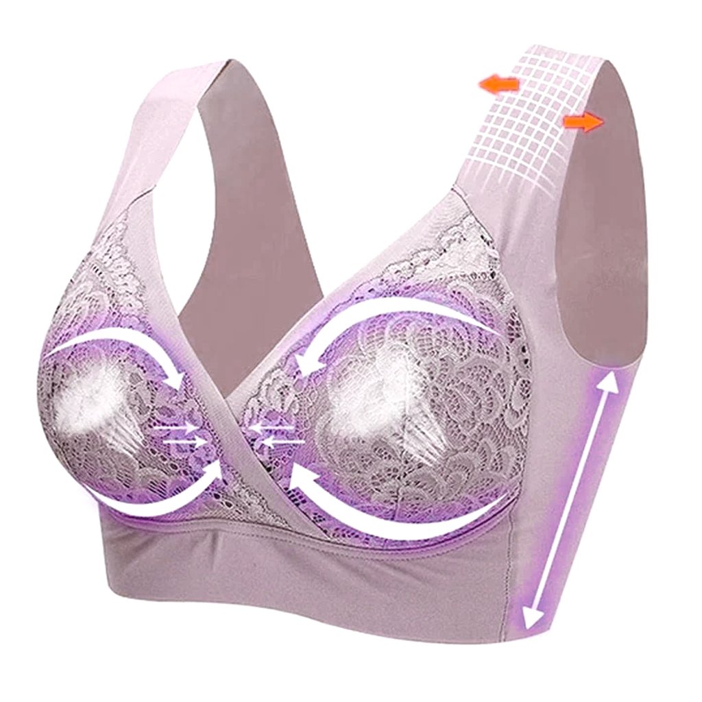 🔥Last Day Buy 1 Get 2 Free(Add 3 To The Cart)😍-Plus Size Comfort Extra Elastic Wireless Support Lace Bra