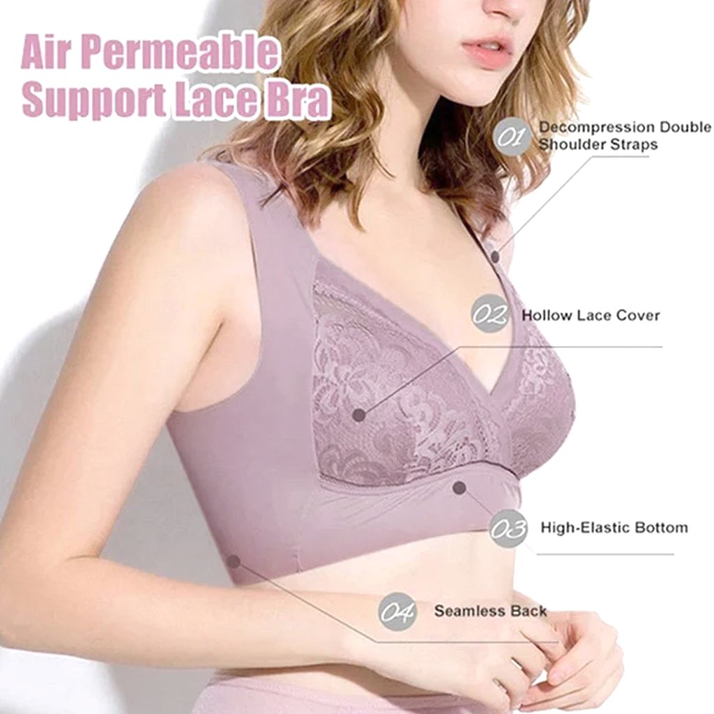 Plus Size Comfort Wireless Bra Air Permeable Support Breathable