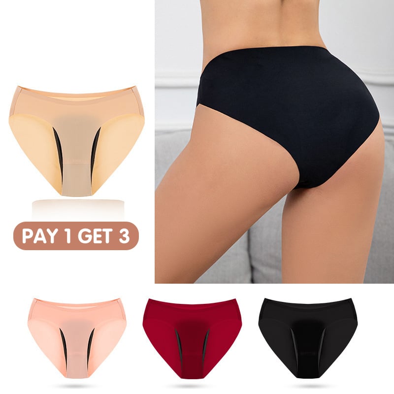 PAY 1 GET 3PACKS ❤️ Ice Silk Seamless One-piece 4-layer Leak-proof Physiological Panties