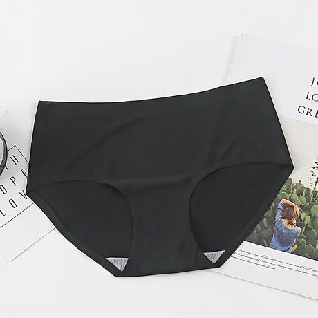 One-piece Ice Silk Without Trace Women&#39;s Large Mid-waist Sexy And Breathable Underwear